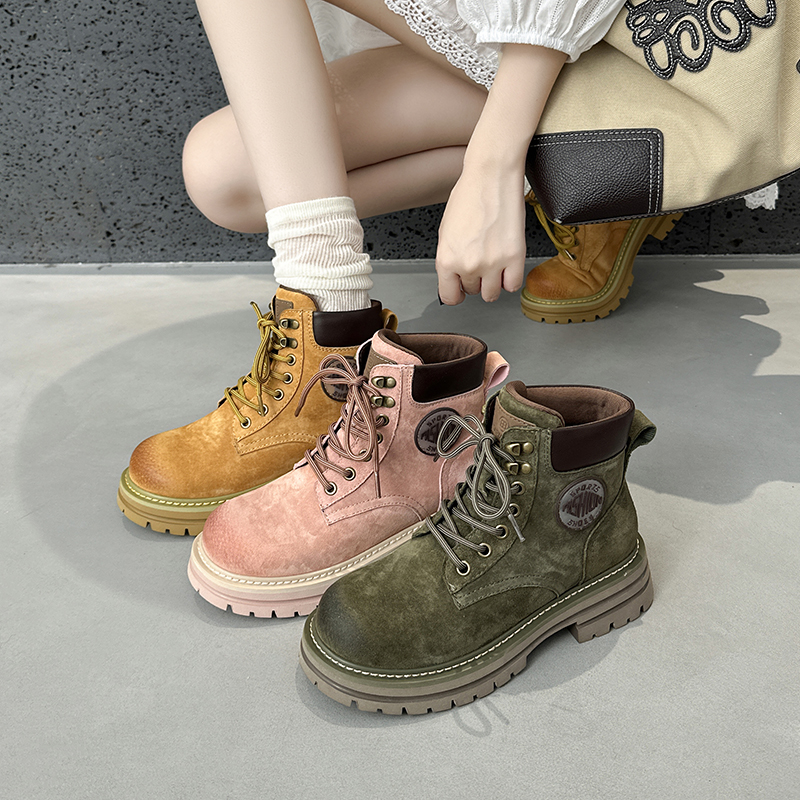 大黄靴秋季防水台时尚马丁靴休闲高帮靴复古短筒