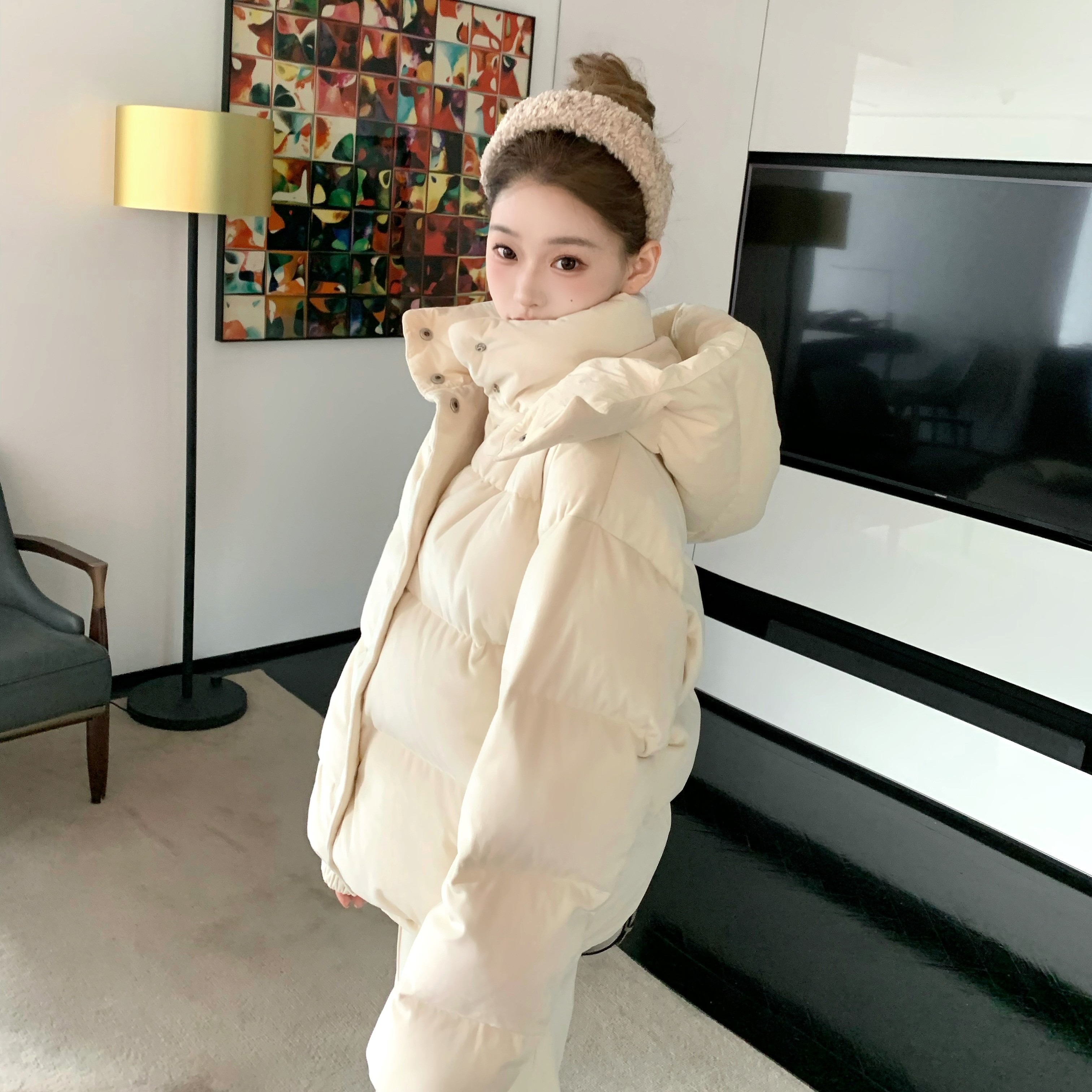F2 COOLLINE林子熙小奶包 强推!国标雪尼尔羽绒服可爱可拆卸连帽