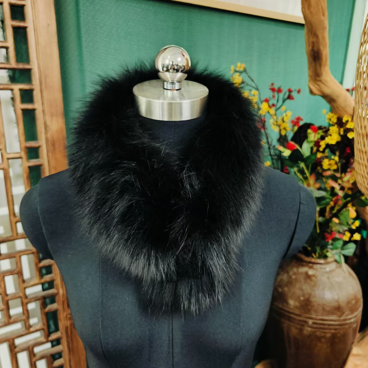 凤徕兮私人定制黑色毛毛围脖（黑色）