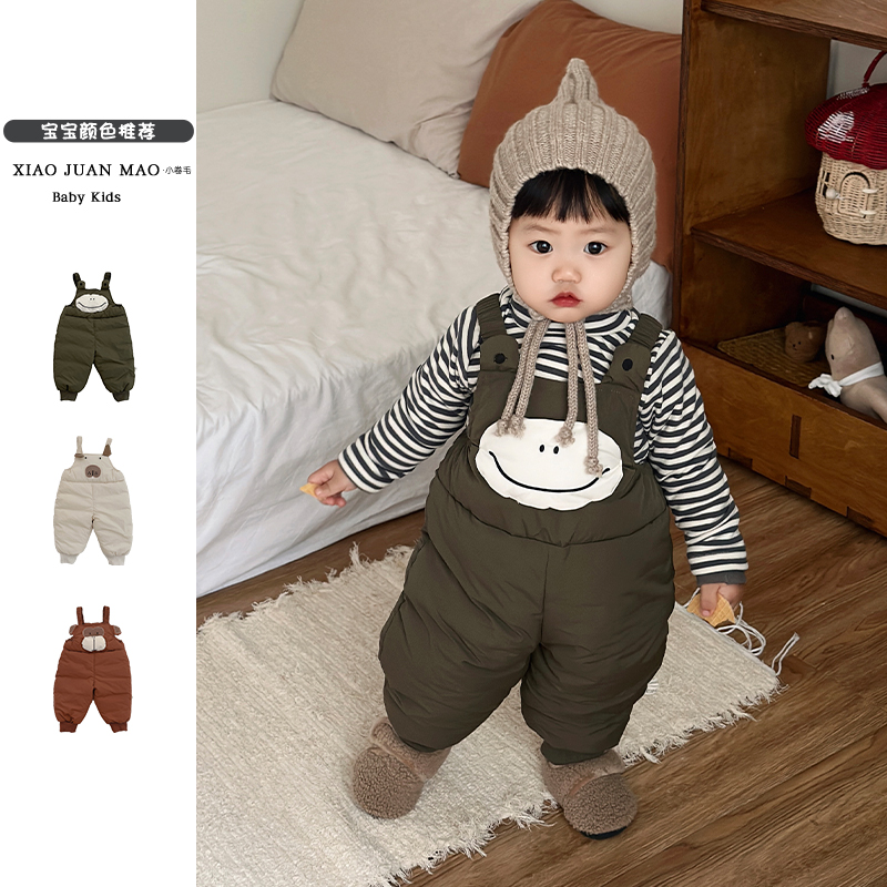T24D92新款韩版幼儿动物背带裤冬款加厚男女宝保暖连体衣爬服外出