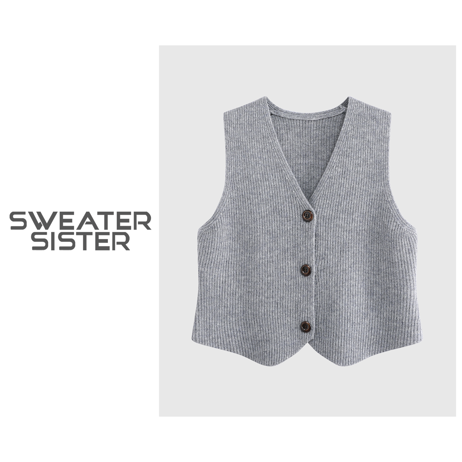 毛衣姐姐秋季简约韩系全羊毛无袖开衫叠穿马夹女078-872