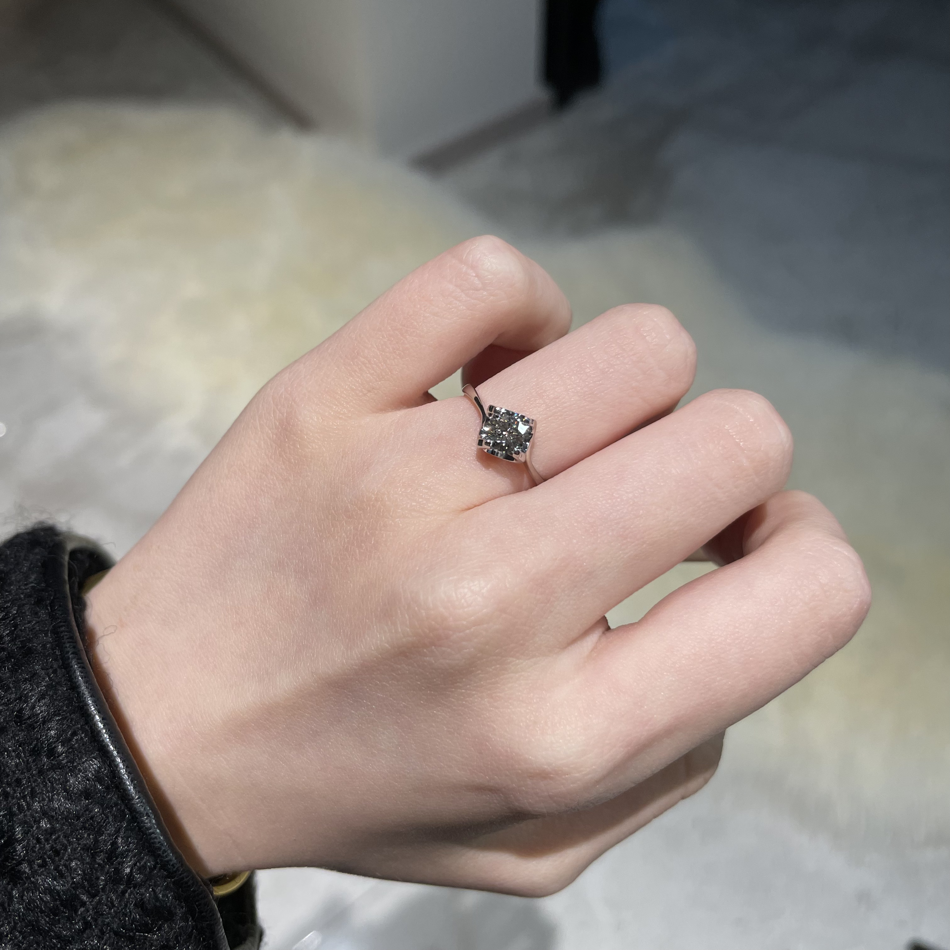 50分天然钻石戒指铂金950镶嵌经典四爪牛头简约大气女珠宝VS高净