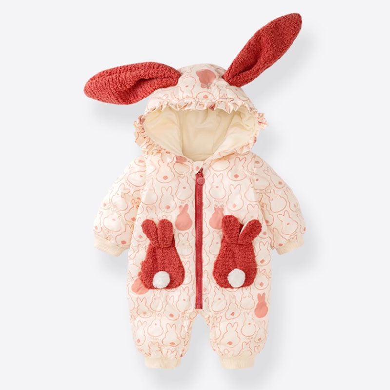 【小童】婴儿衣服冬装新生儿宝宝连体衣加绒厚公主百天外出服哈衣