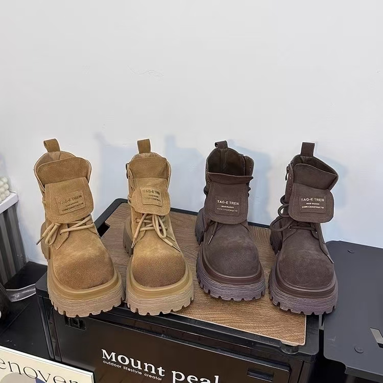 马丁靴，前系带，秋冬款半筒靴