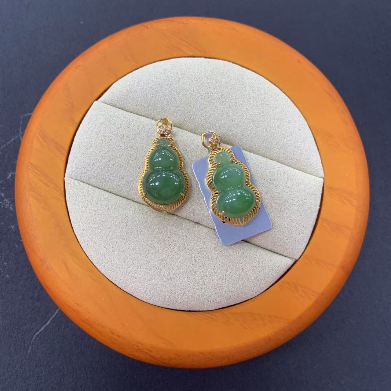 【东哥臻选】和田碧玉18k豪镶葫芦吊坠 多样性发一件 A1D1969-1