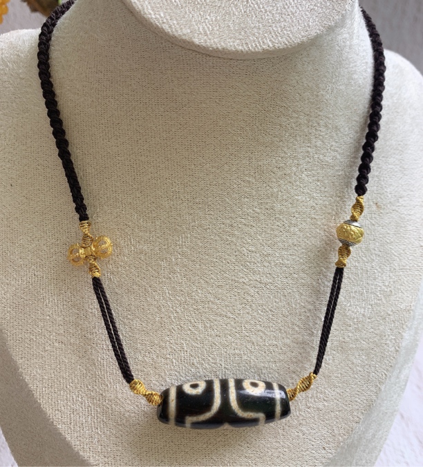 西藏珠珠三眼玛瑙玉髓项链925银配件