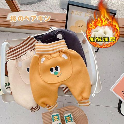 婴儿秋冬新款休闲百搭大pp裤男女宝宝高腰护肚裤加绒保暖长裤外穿