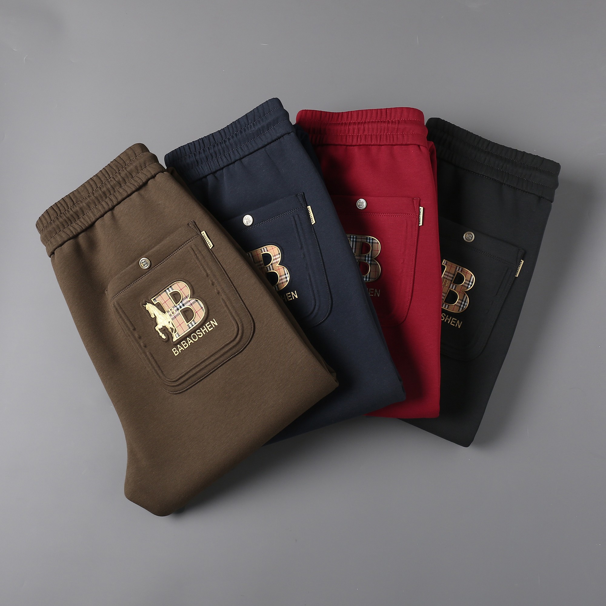 高端订购时尚百搭男女同款休闲裤轻奢长裤秋冬松紧加绒加厚保暖