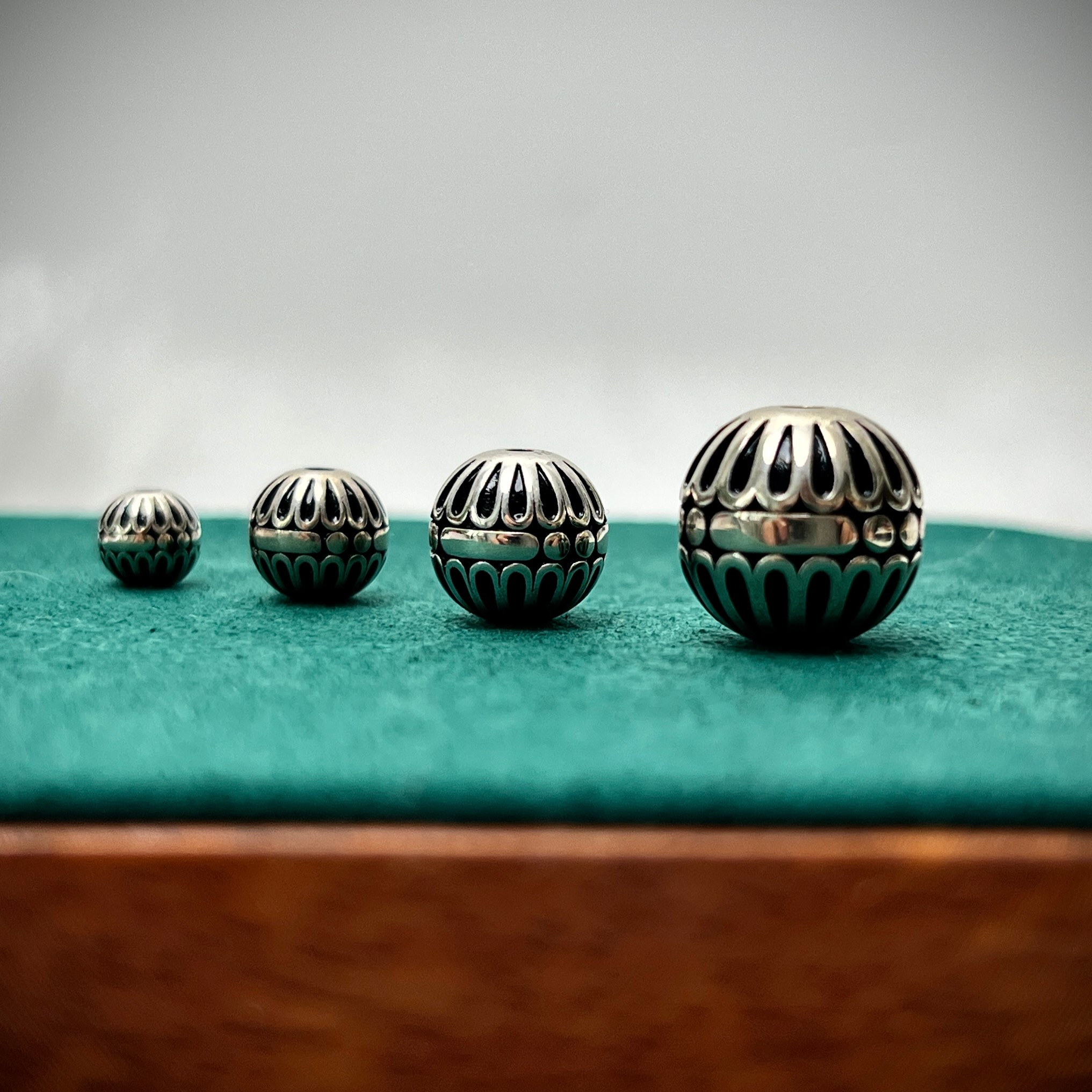 925银银制品 925银古风手工滴釉高抛格桑花珠文玩隔珠顶珠配珠