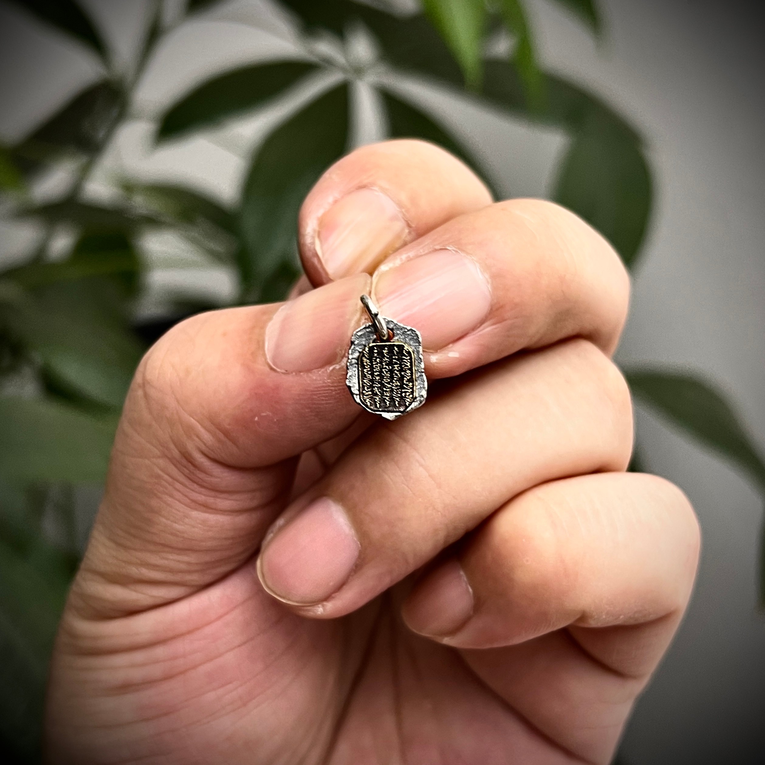 足银银制品 925银经文解脱咒吊坠纯银桑耶多拉藏文珠串吊牌侧挂