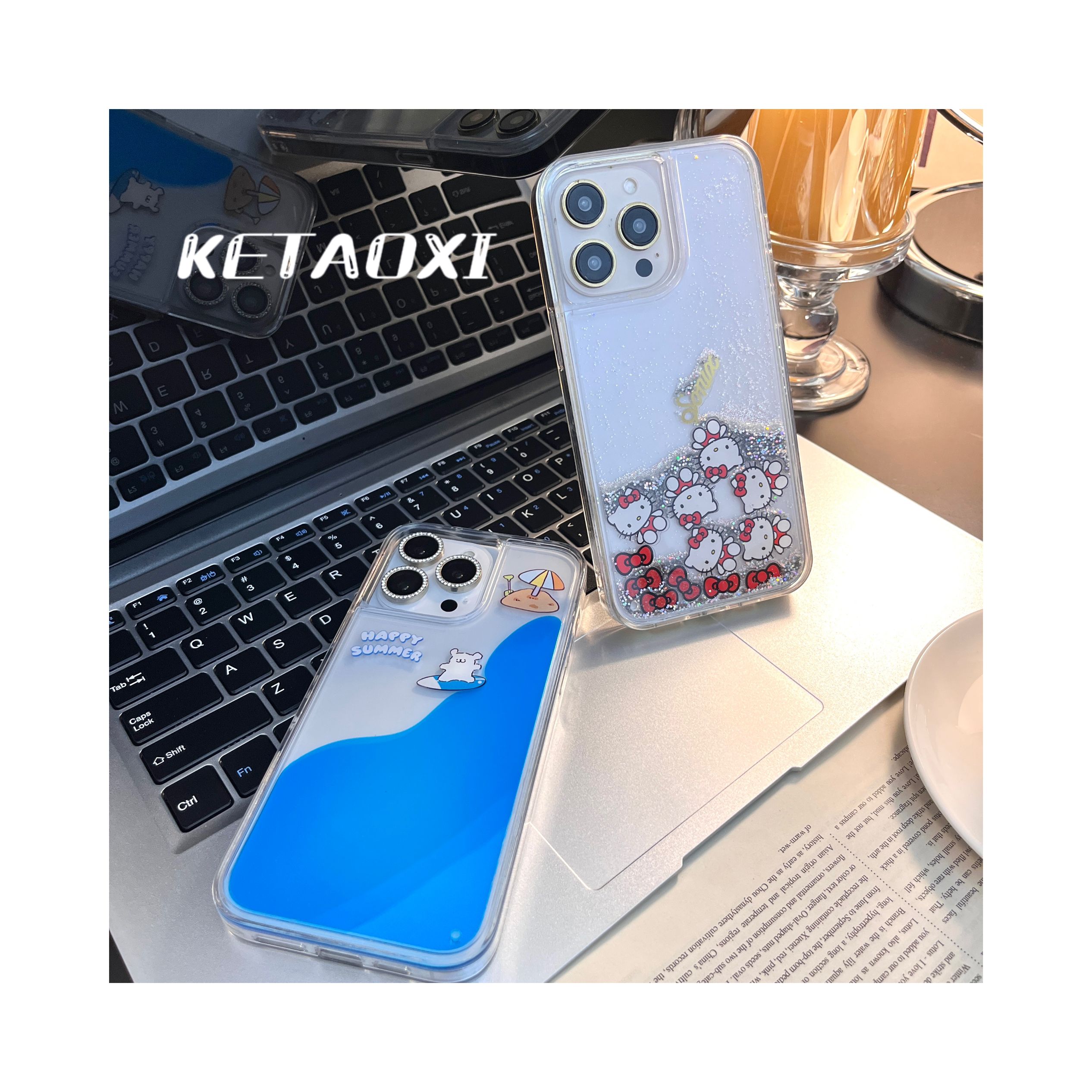 【苹果】可爱卡通趣味流沙透明手机壳适用于iPhone13/14/15promax