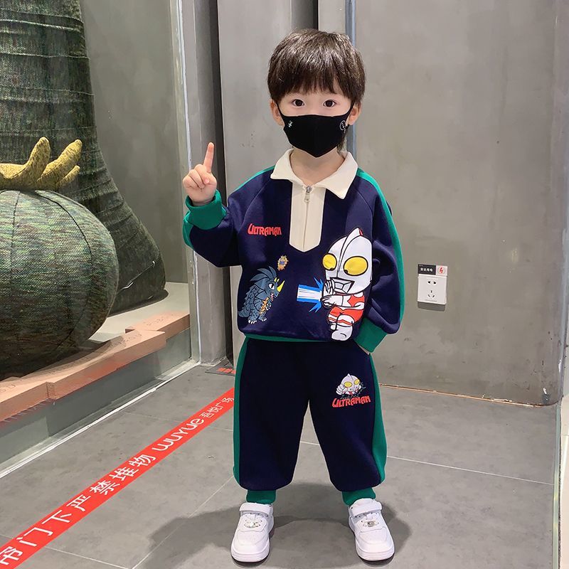 男童秋装冬季衫长袖套装奥特曼衣服发光帅儿童休闲两件套春款秋季