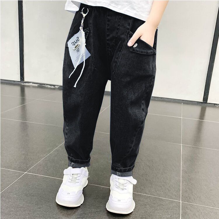 新品男童牛仔裤秋冬款新款男孩洋气中大童裤子儿童加绒保