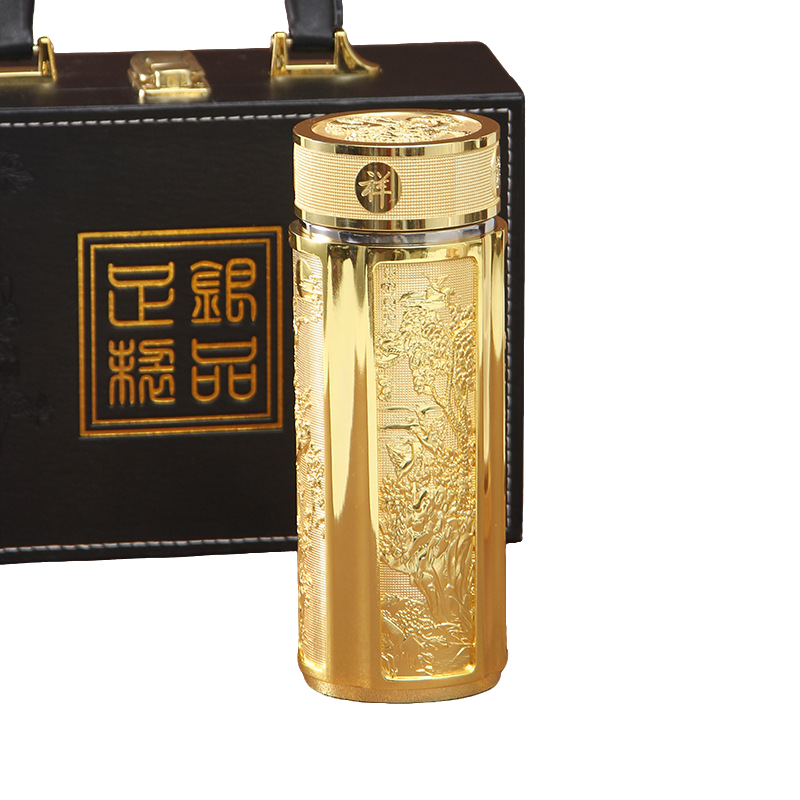金龙凤呈祥色保温杯银内胆双层水杯精品礼盒