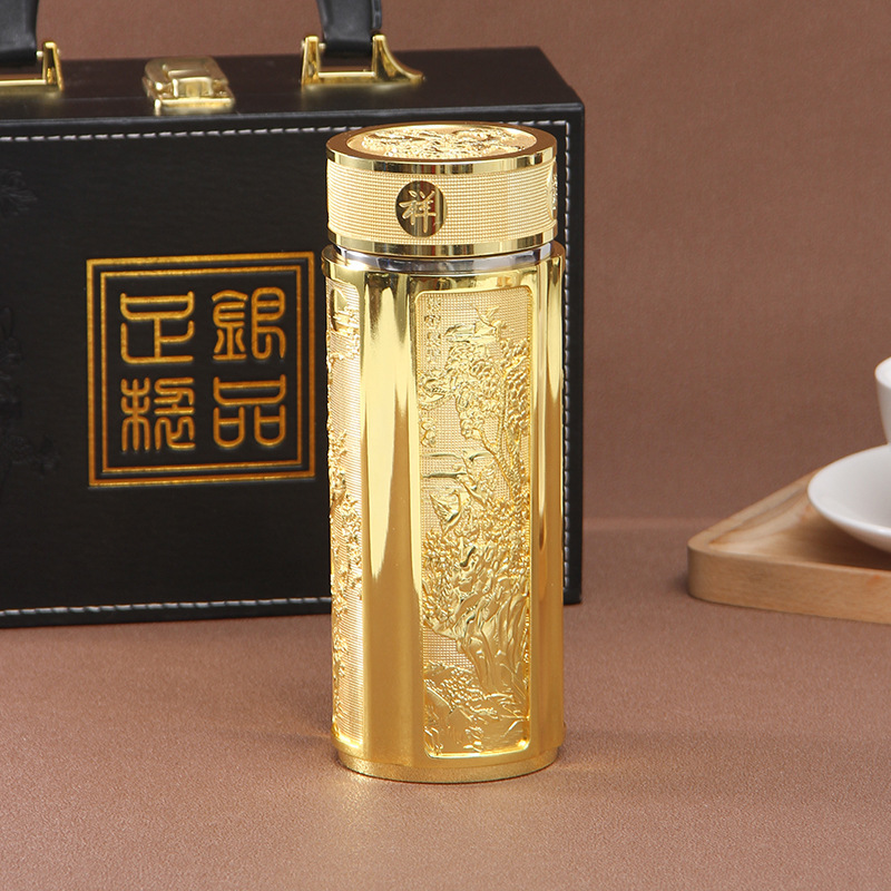 金龙凤呈祥色保温杯银内胆双层水杯精品礼盒 虎
