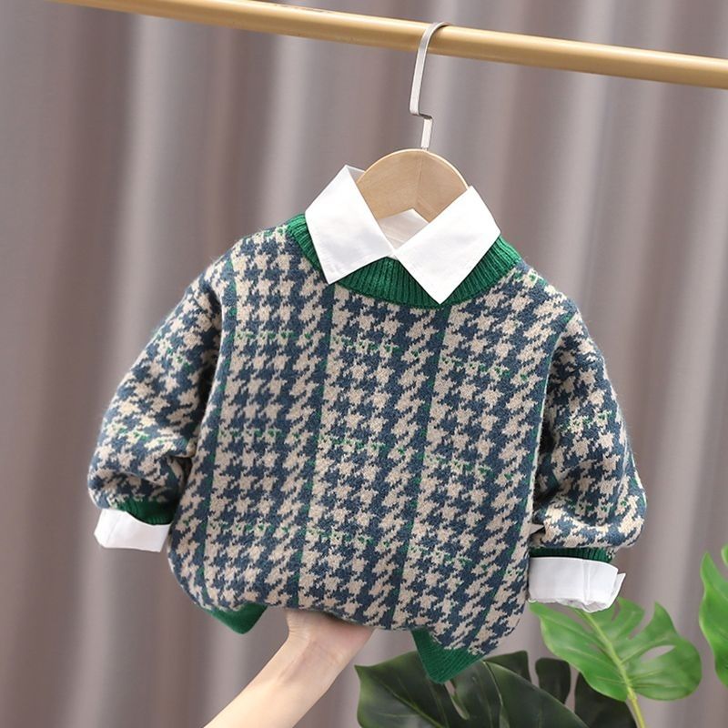 秋冬柆男童毛衣加厚2023秋冬季新款宝宝洋气保暖上衣针织衫儿棉质