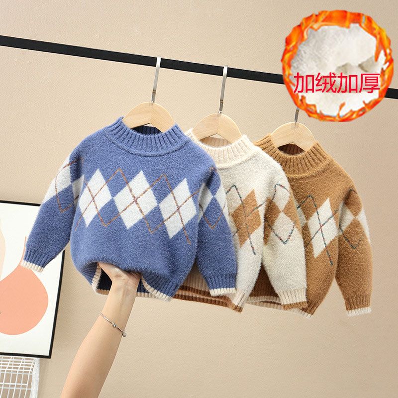 男童毛衣加绒加厚水貂绒套头秋冬款潮儿童洋气中小童宝宝男打底19