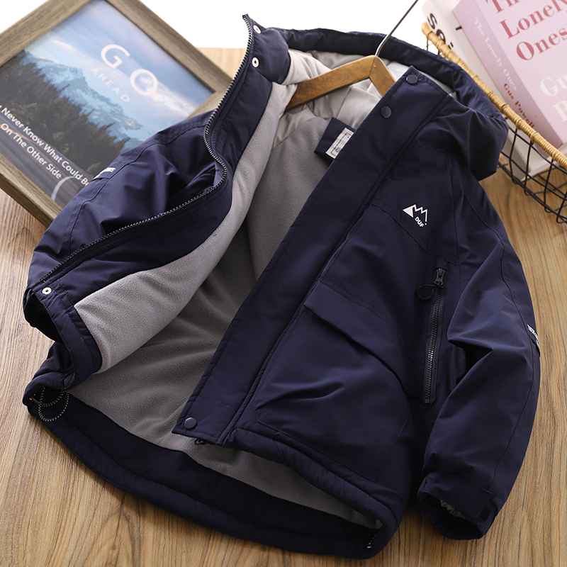 萌酷男童加厚棉服儿童外套冬季棉衣2023新款保暖派克服加绒防风