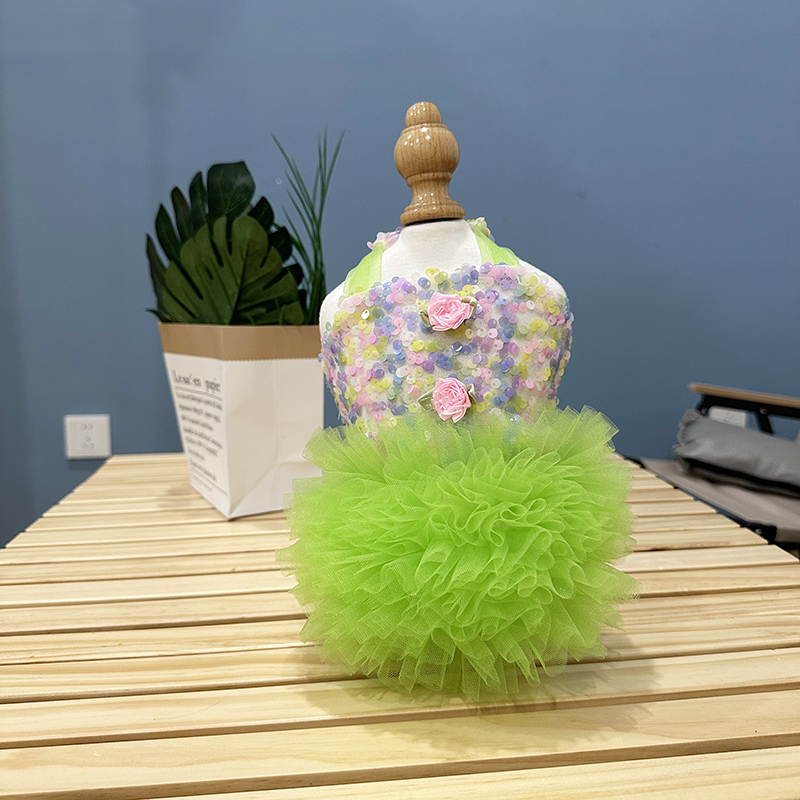 宠物连衣裙婚纱礼服狗狗绿色蓬蓬裙猫咪手工原创定制