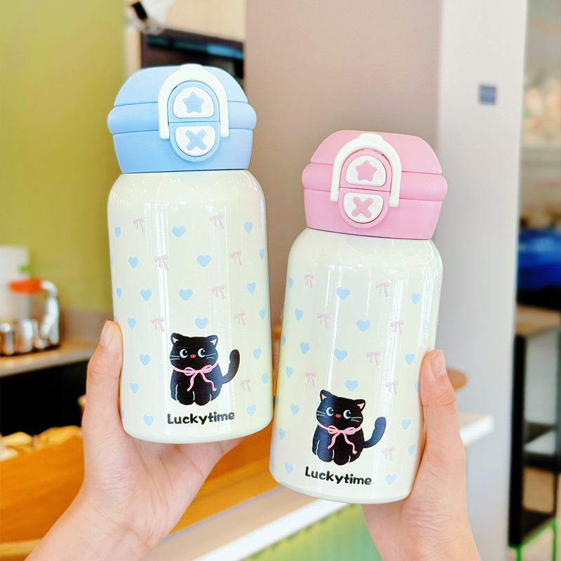 大容量保温杯女生高颜值儿童吸管杯316不锈钢水壶小学生专用水杯