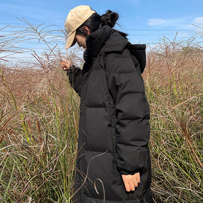 雪中飞长款羽绒服男女2022新冬黑色过膝加厚东大门中戏学院情侣韩
