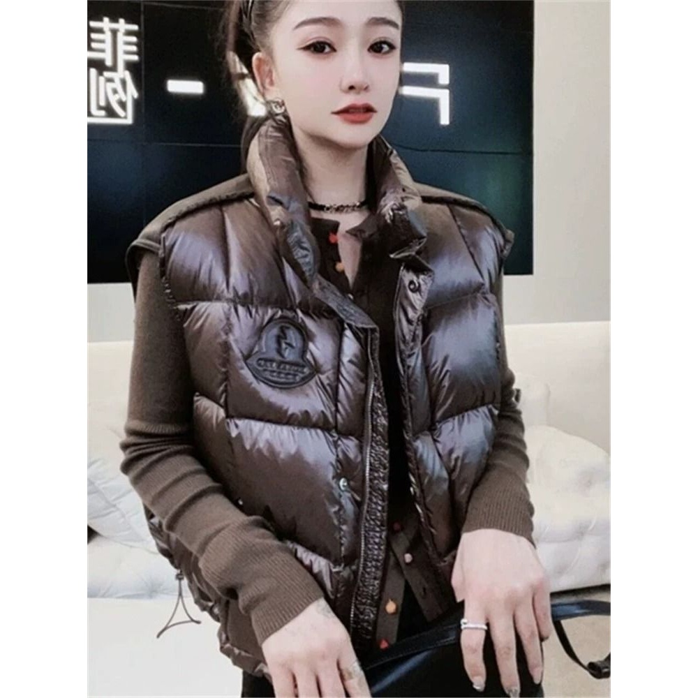 雪中飞羽绒服马甲女2023秋冬季新款宽松加厚拼皮小个子马夹短款时