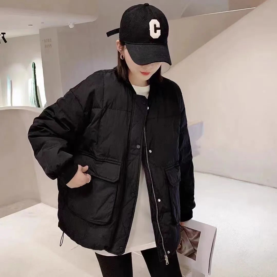 雪中飞欧洲站白鸭绒羽绒服女2023冬韩版宽松短款小个子棒球