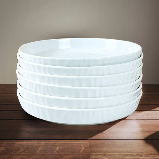 【粉丝福利】餐具水果盘子家用陶瓷盘菜盘圆形8英寸釉下彩盘6只琉璃