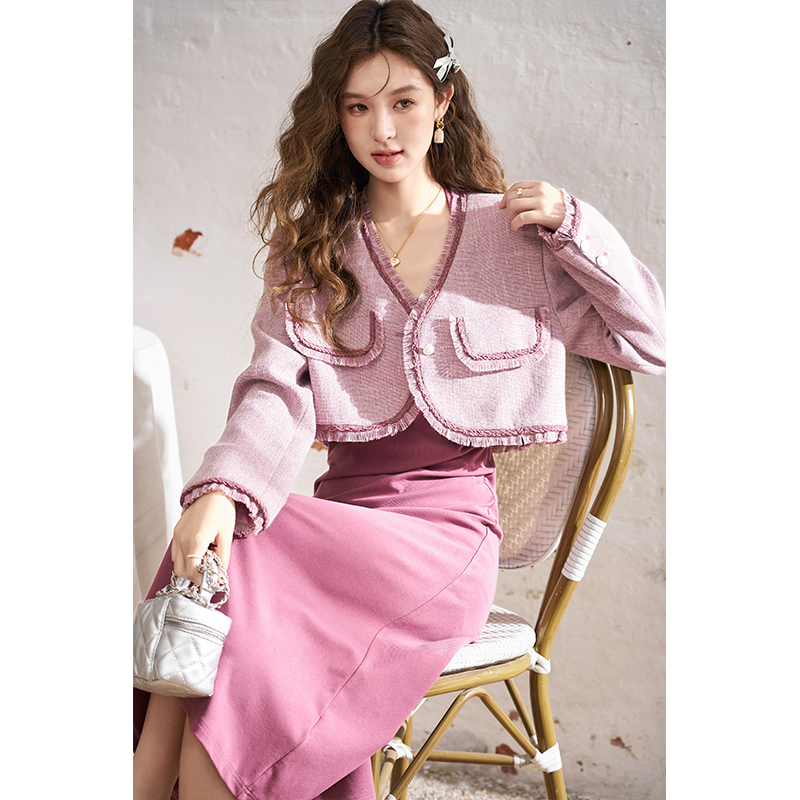 【年中大促】谜秀 气质春套装连衣裙修身显瘦设计韩版吊带挂脖裙子