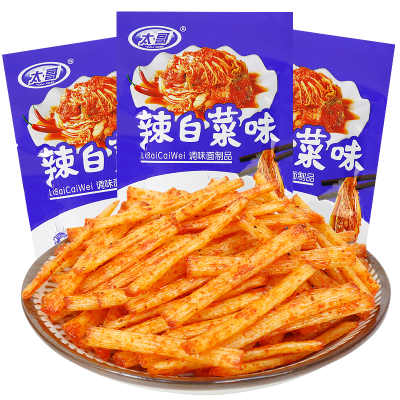 太哥辣白菜味辣条童年儿时怀旧麻辣校园毛钱小零食小吃笋0g