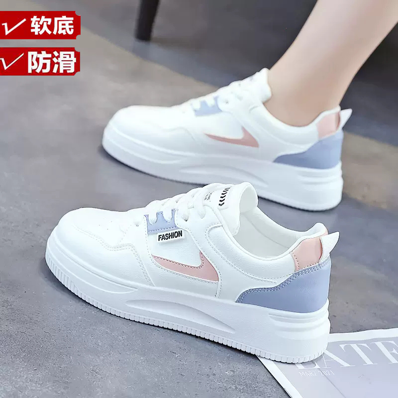 李宁国潮小白鞋女2023新款运动休闲女鞋百搭皮面软底防滑女士板鞋