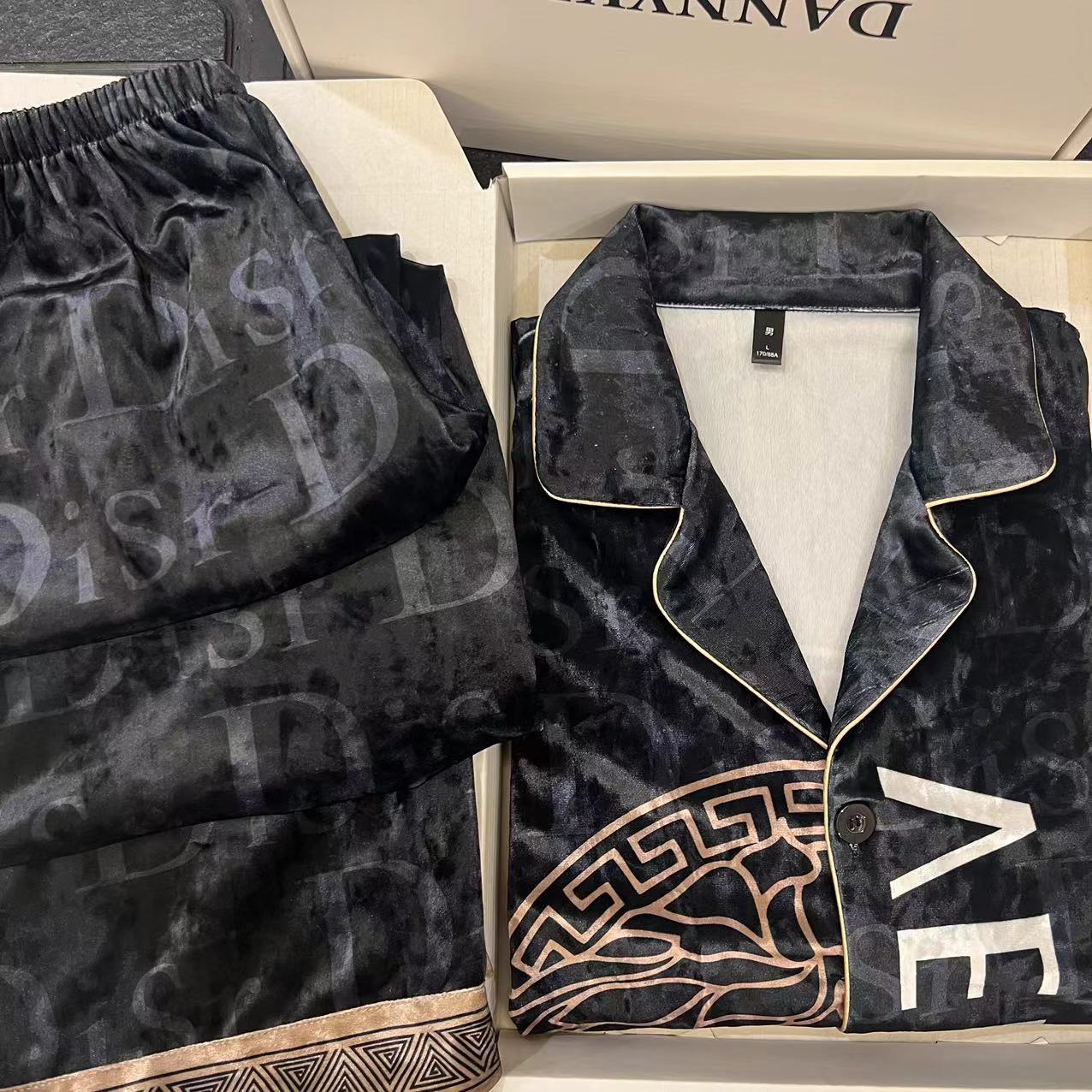 【哲哥】金钻绒睡衣软丝男女同款网红家居服套装情侣可外穿