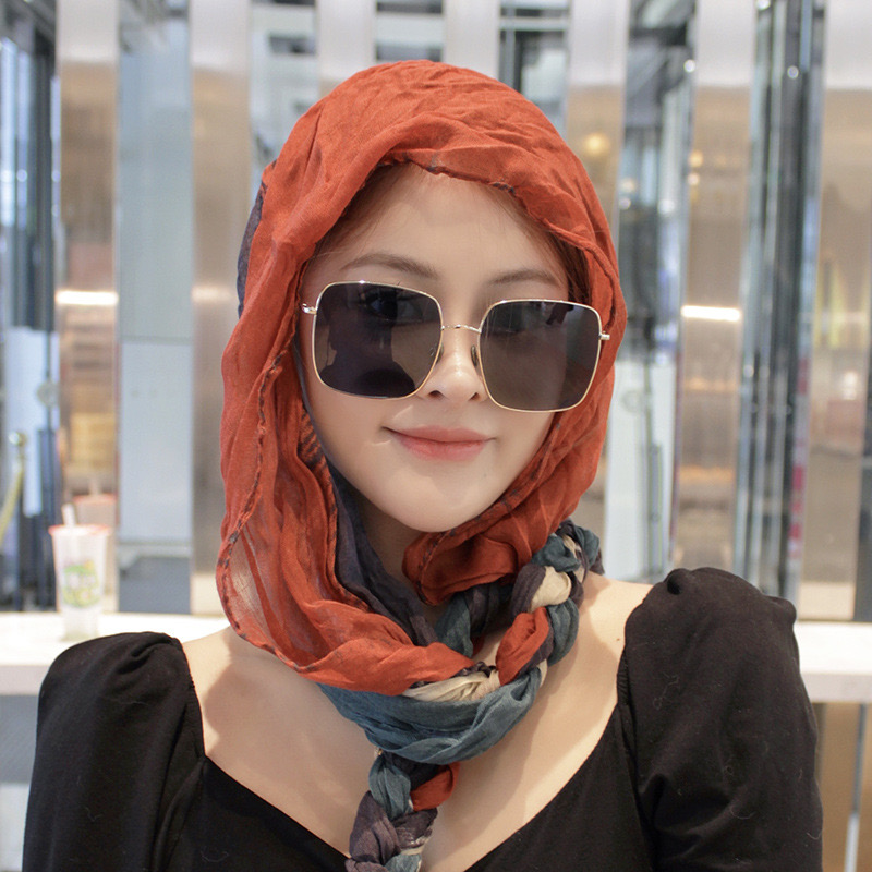 防晒多功能棉麻发辫子头巾围巾女生包头时尚百搭春秋冬季两用围脖
