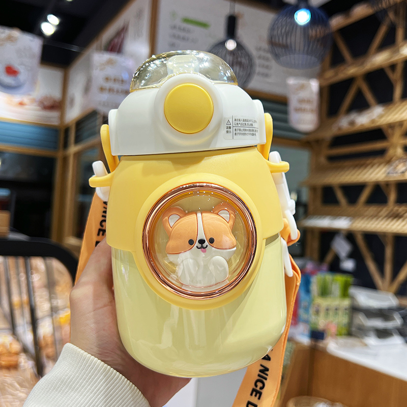 初和儿童保温杯带吸管防摔不锈钢壶幼儿园宝宝大肚杯小学生水杯