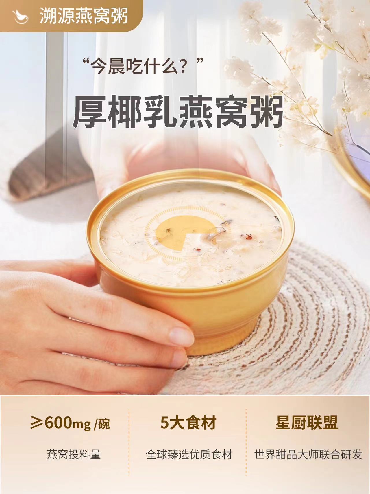 阿喳姐 即食厚椰乳燕窝粥早餐粥低脂速食孕妇儿童滋补营养品