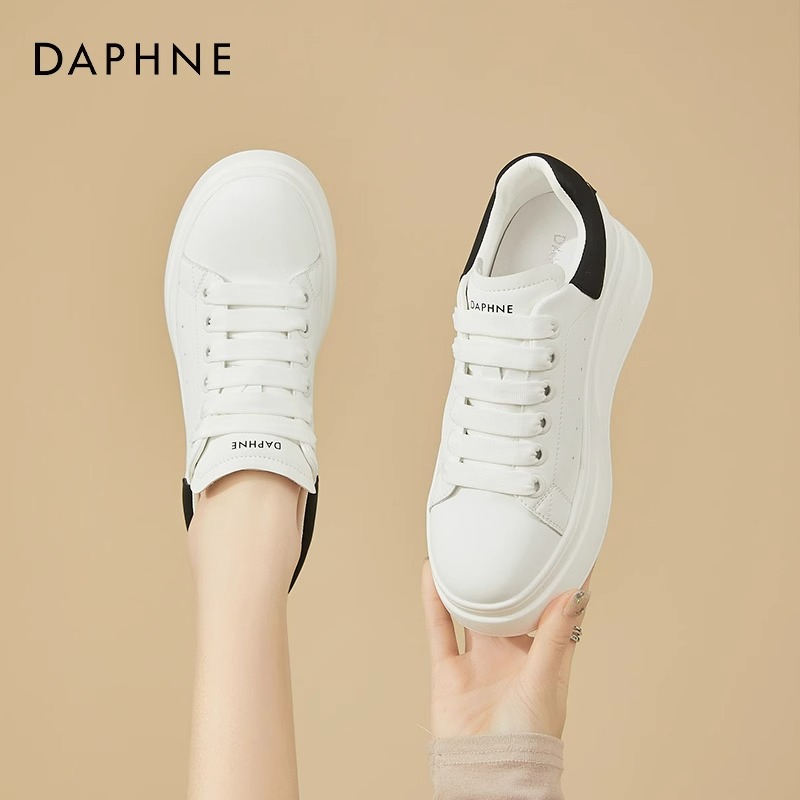 达芙妮厚底麦昆小白鞋女鞋子2024新款春季内增高女鞋白色休闲板鞋