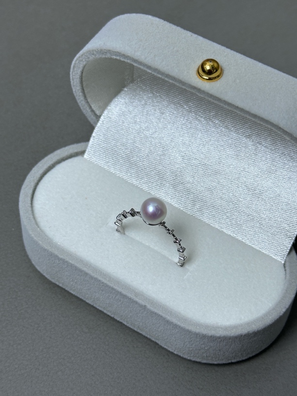 【仙女戒】6-7mm正圆无暇极光淡水珍珠+s925活口银戒托