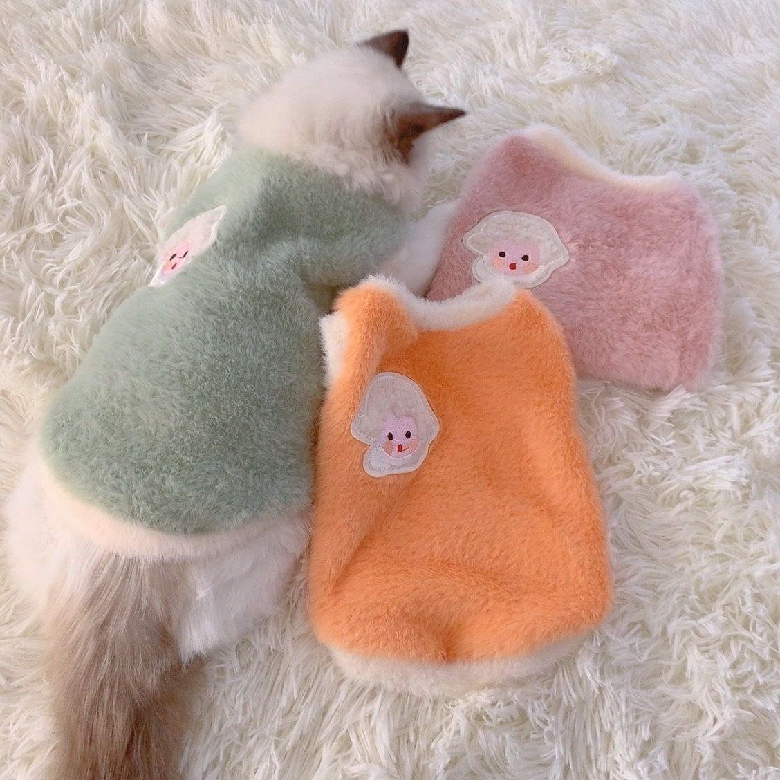 可爱秋冬季猫咪衣服狗狗冬保暖加厚背心防掉毛布偶宠物衣服小型犬