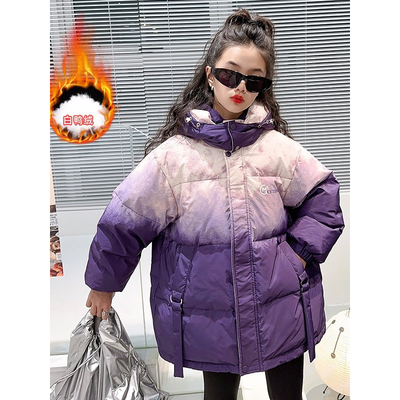 巴拉巴拉女童三防羽绒服冬装2023新款扎染儿童羽绒服外套冬季御寒