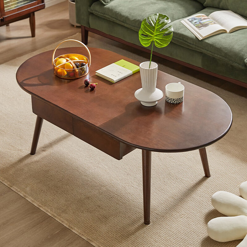 椭圆茶几北欧实木轻奢客厅家用多功能茶桌现代简约小户型咖啡桌茶