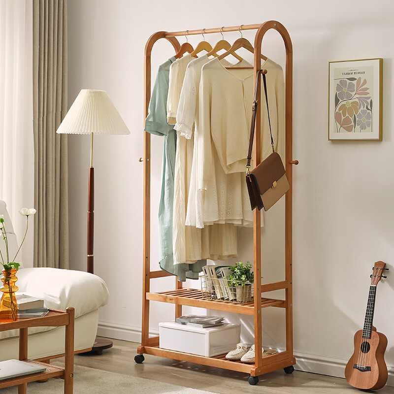 半月形实木衣帽架挂衣架落地衣架衣服架衣裳架简易衣帽柜