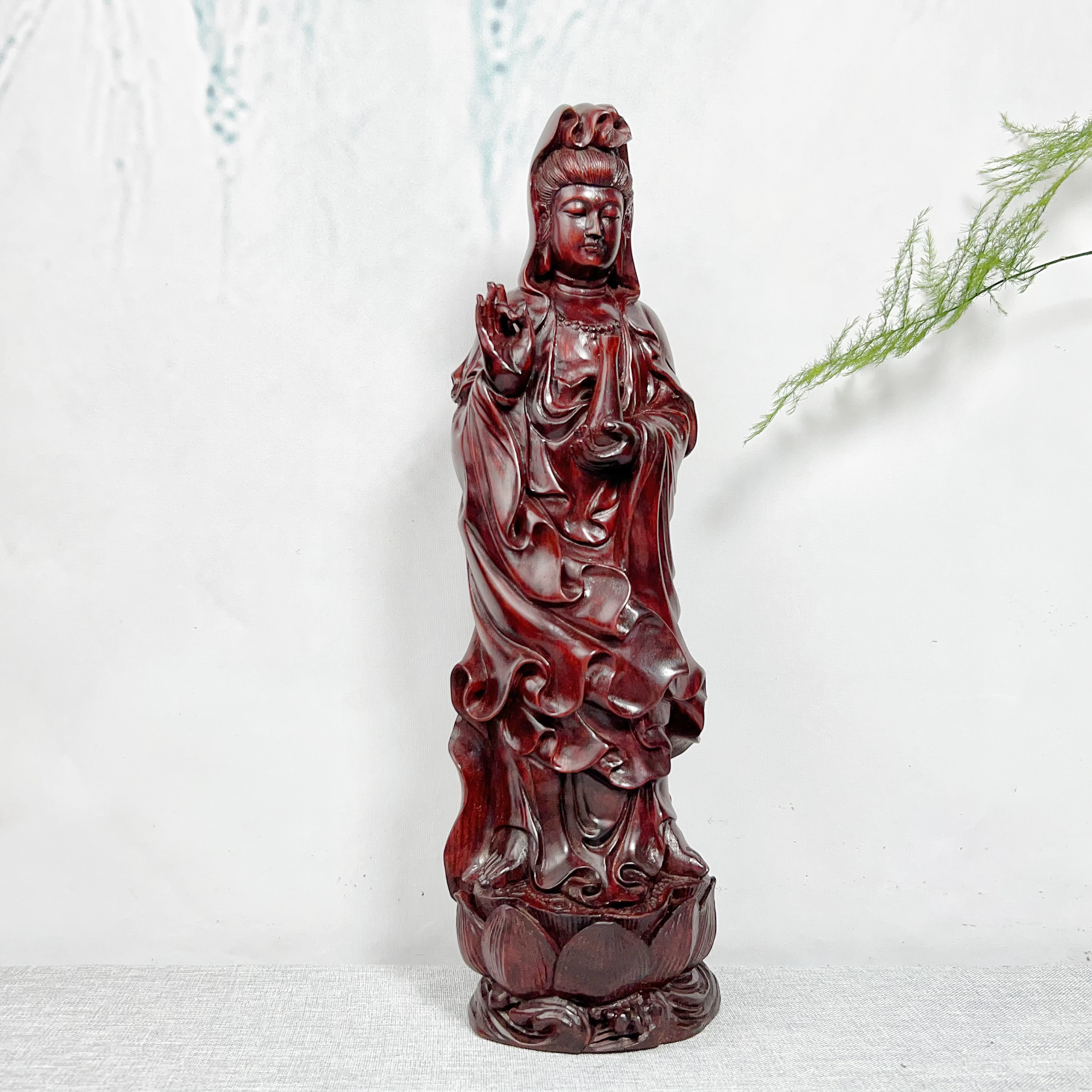 印度小叶紫檀 净瓶观音 平安家居摆件