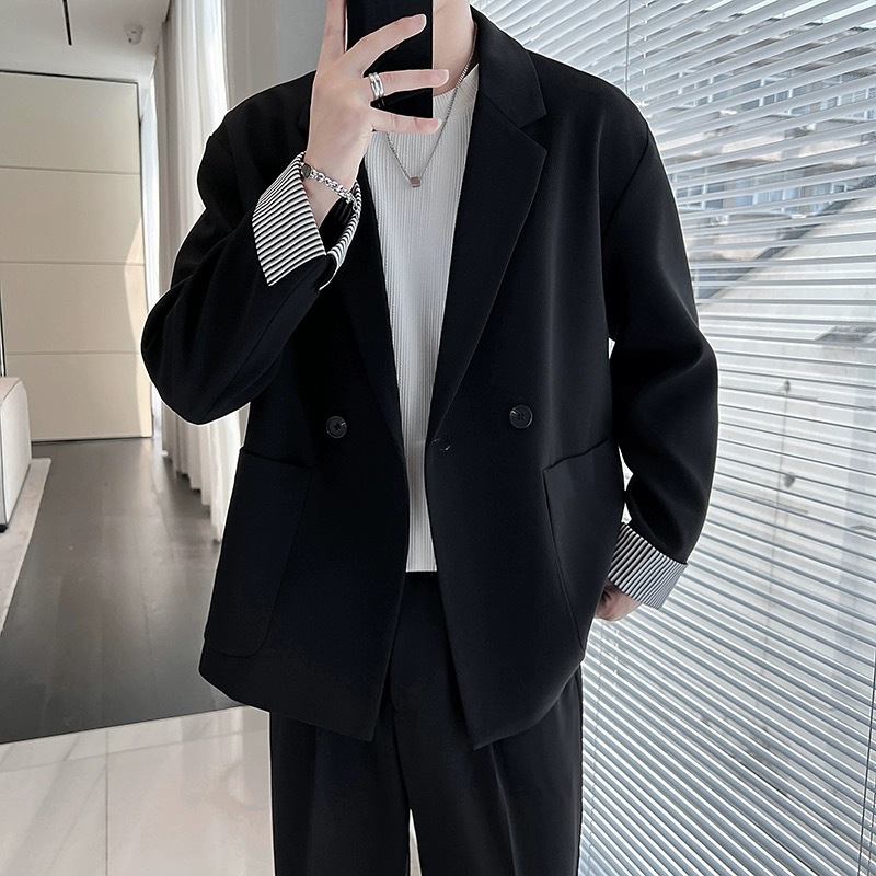 （九月）男士2025轻熟痞帅休闲宽松百搭纯色时尚西装外套潮流轻奢感