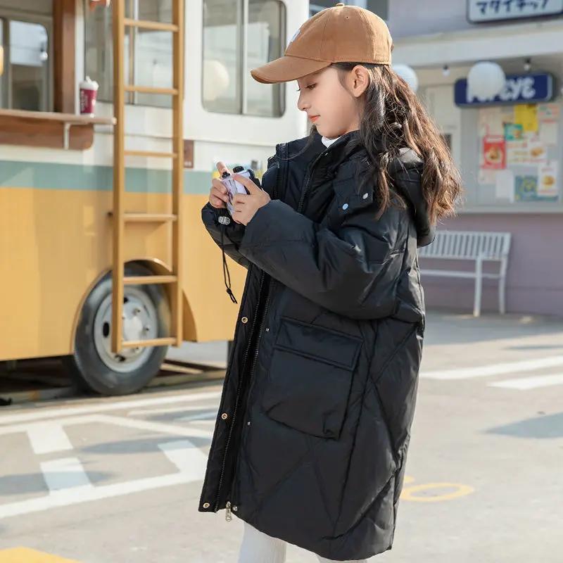 新款女童冬装棉衣外套20233新款羽绒服韩版休闲中大童加厚中长