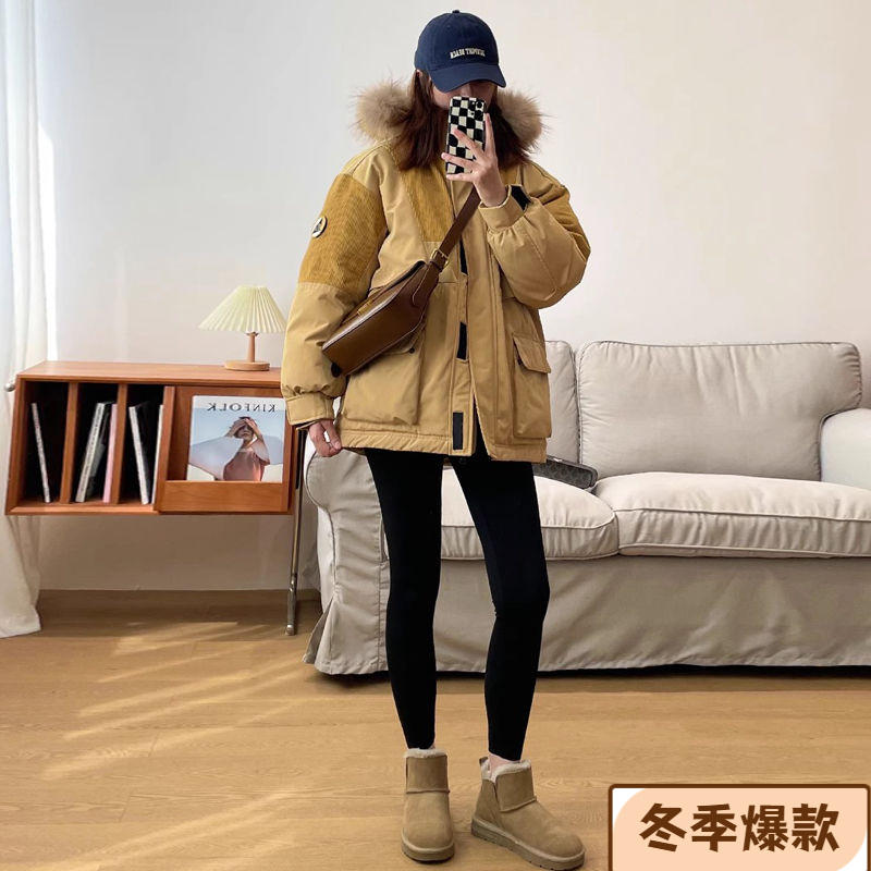 2023新款冬季羽绒棉服女外套棉衣oversize情侣工装派克服加厚棉袄