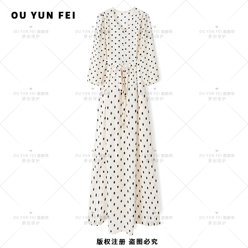 高级感连衣裙女早秋新款气质显瘦穿搭时尚轻奢洋气印花长裙F1630