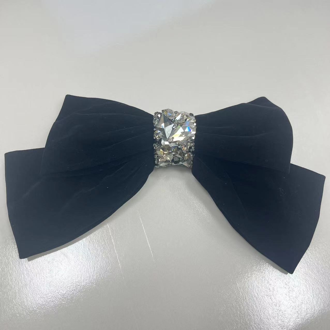 澳之冠复古轻奢满钻丝绒大蝴蝶结发夹小香风发夹