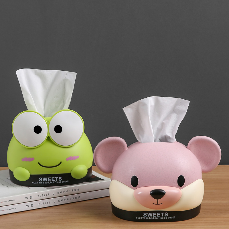 D纸巾盒客厅餐巾纸卷纸筒卧室宿舍桌面简约卡通抽纸盒