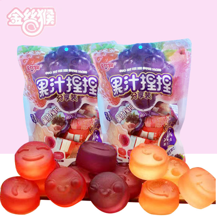 金丝猴果汁捏捏水果软糖白桃葡萄草莓夹心多口味糖果零食果香好吃