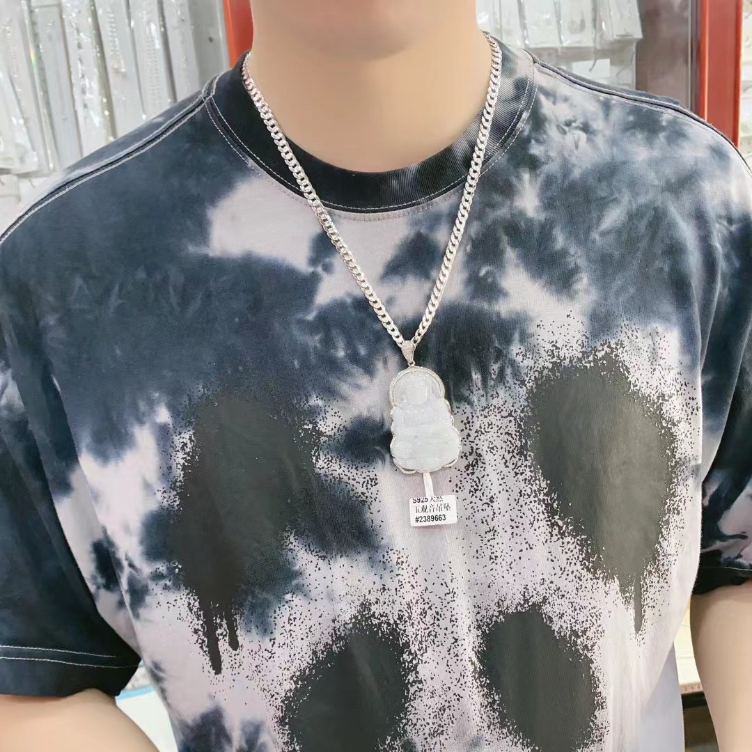 吊坠925银 纯银项链男士观音吊坠  银项链坠链时尚